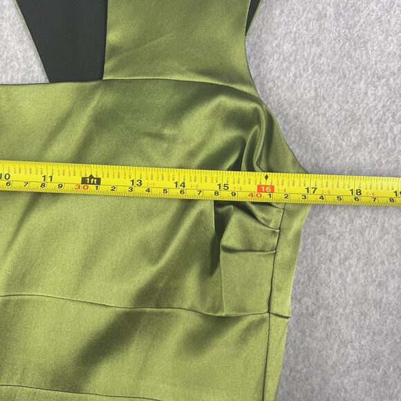 Donna Ricco Dress Womens 14 Green Satin Keyhole Back Sheath Skirt Formal Wedding - Picture 10 of 16